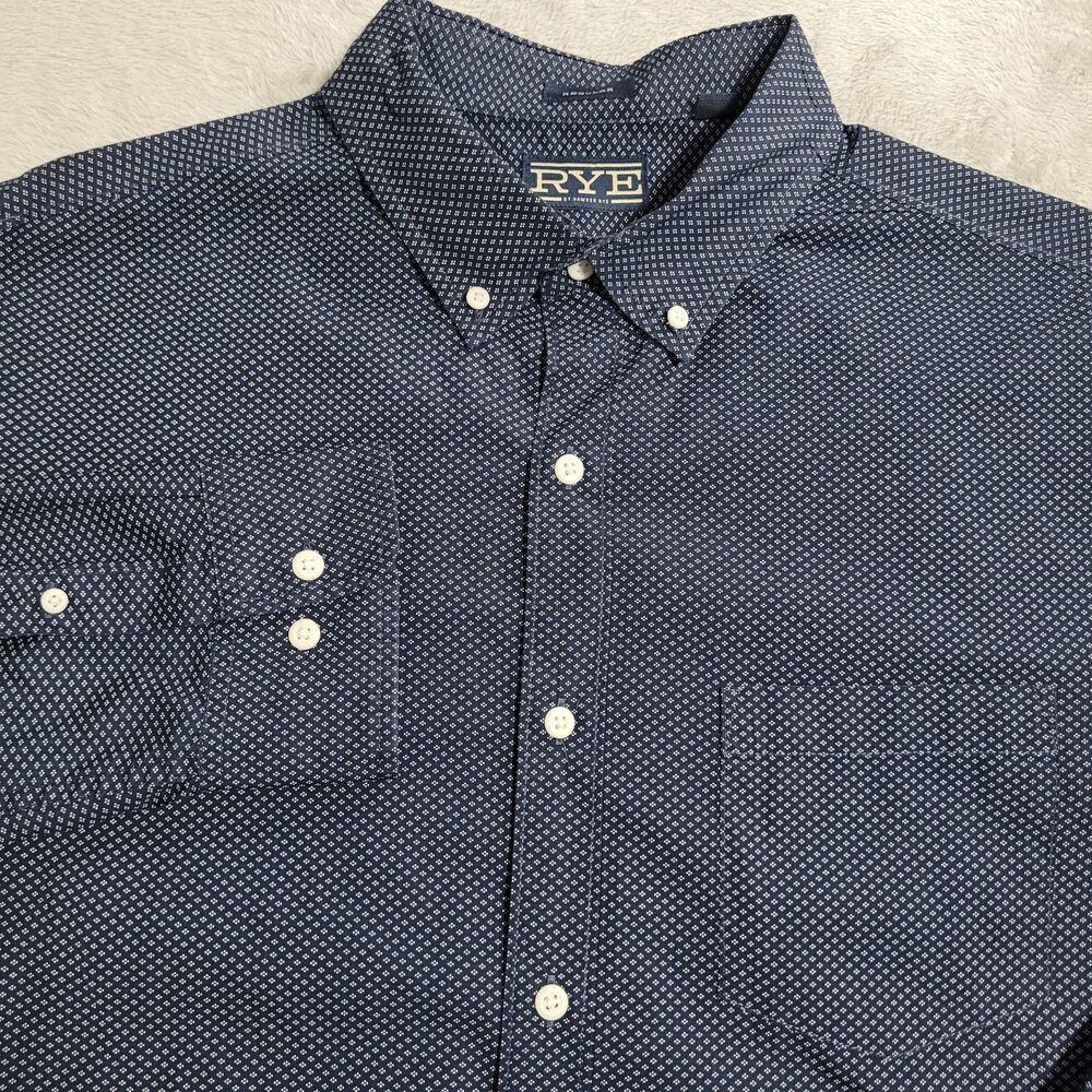 RYE By Hawker Rye Shirt Mens XL Blue Geometric Long Sleeve Button Down Casual